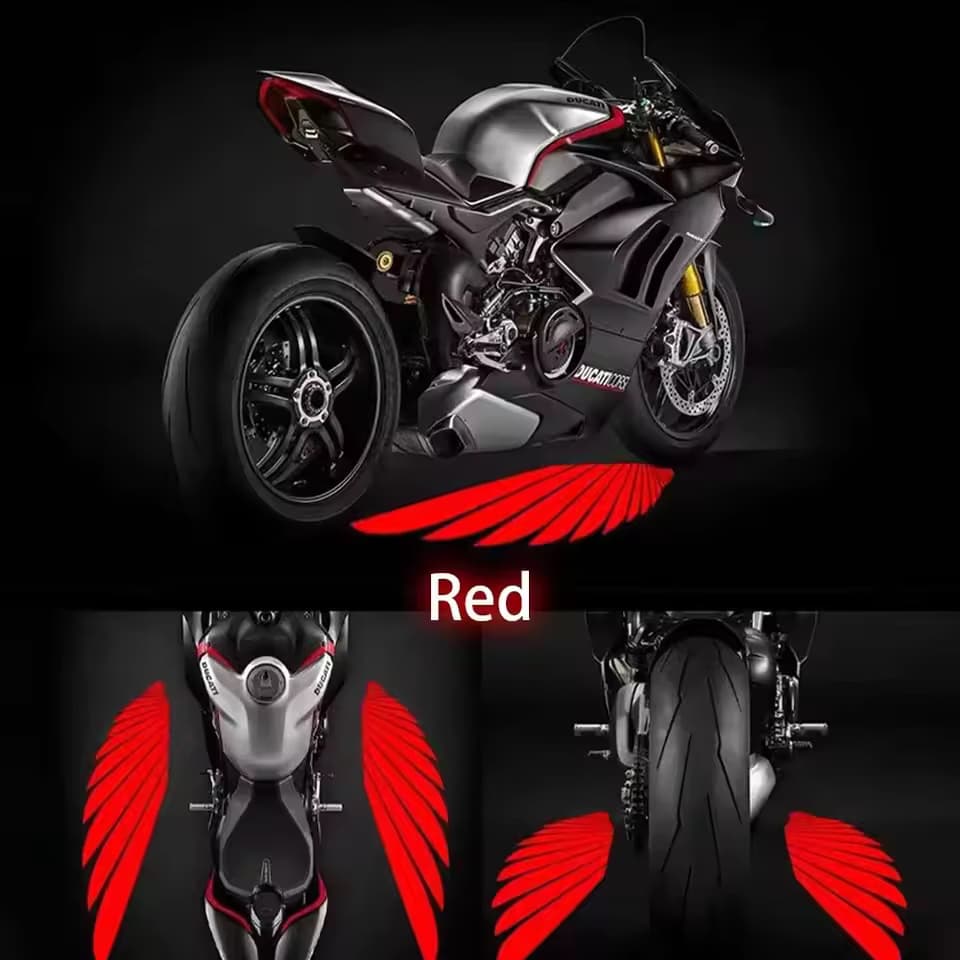 1 Pair Motorcycle Angel Wings LED Underbody Light Projector Ghost Light Goldwing Welcome Brake Taillights Modified Decorative Lamp