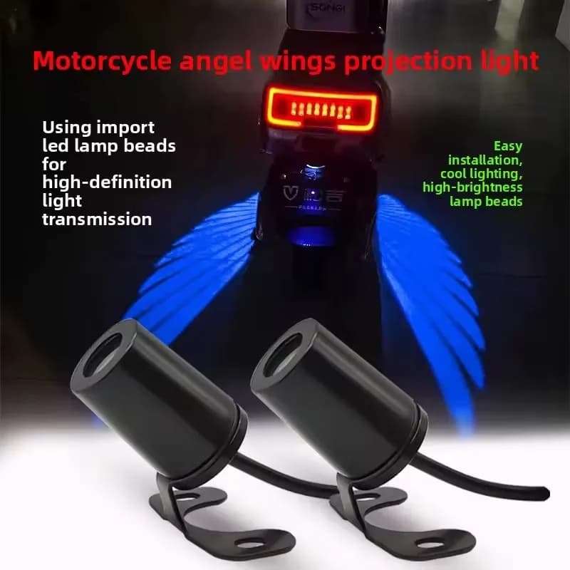 2Pcs Motorcycle Angel Wings LED Underbody Light Projector Ghost Light Goldwing Welcome Brake Taillights Modified Decorative Lamp